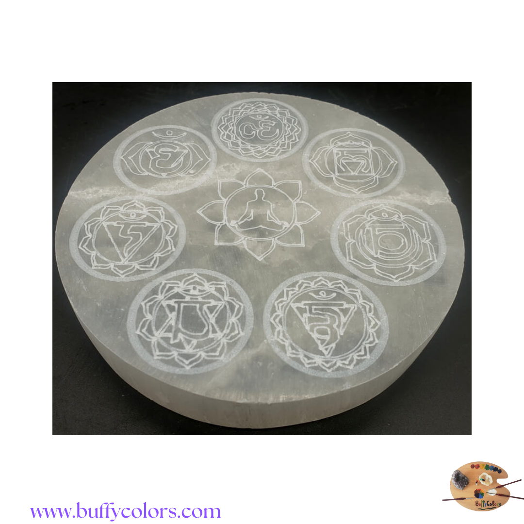 Boudha et les 7 chakras en Sélénite