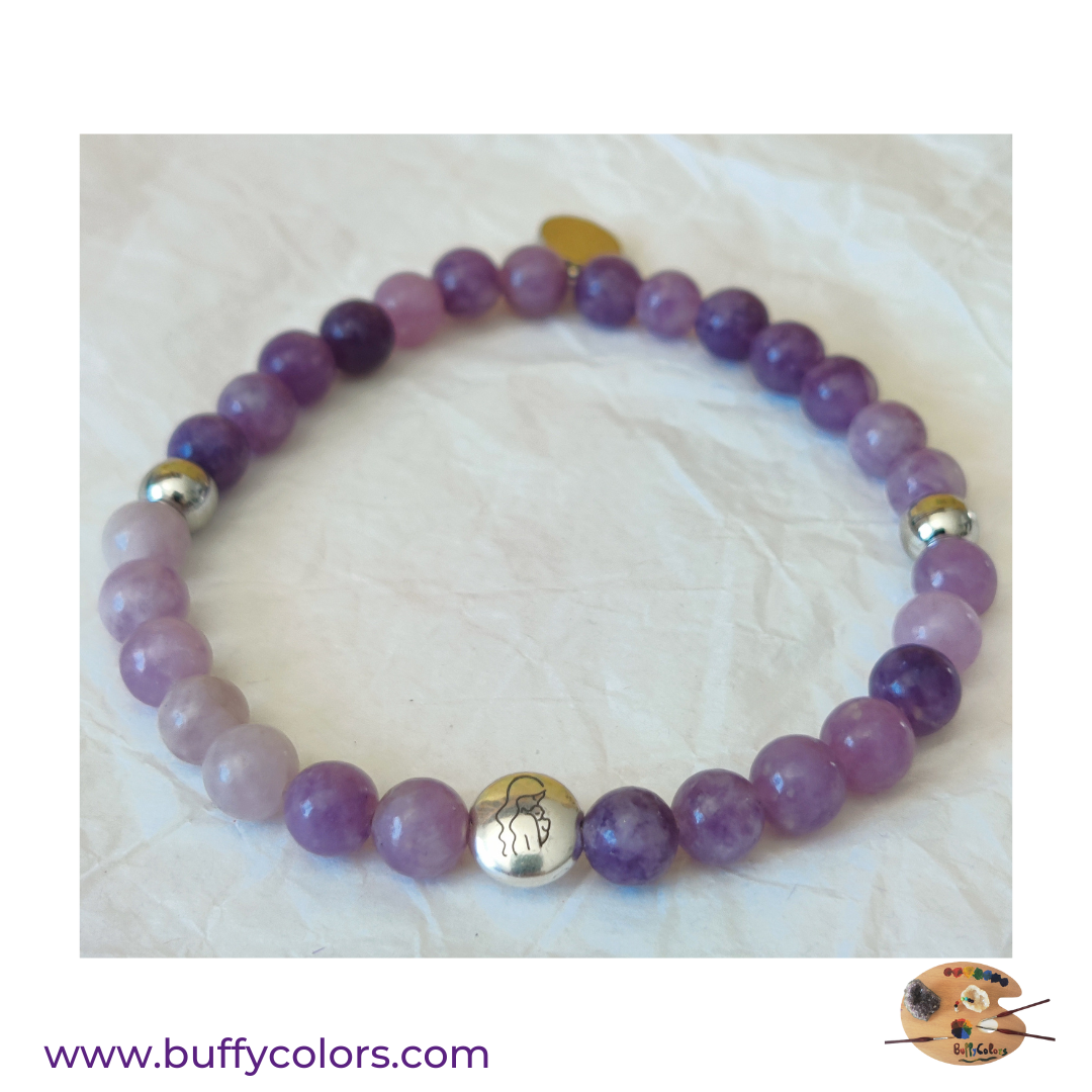 Bracelet fête des mères en Lepidolite