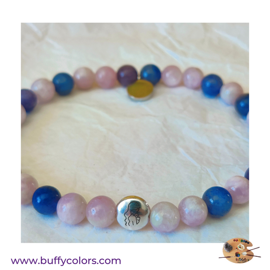 Bracelet fête des mères en Kunzite et Aventurine Bleu