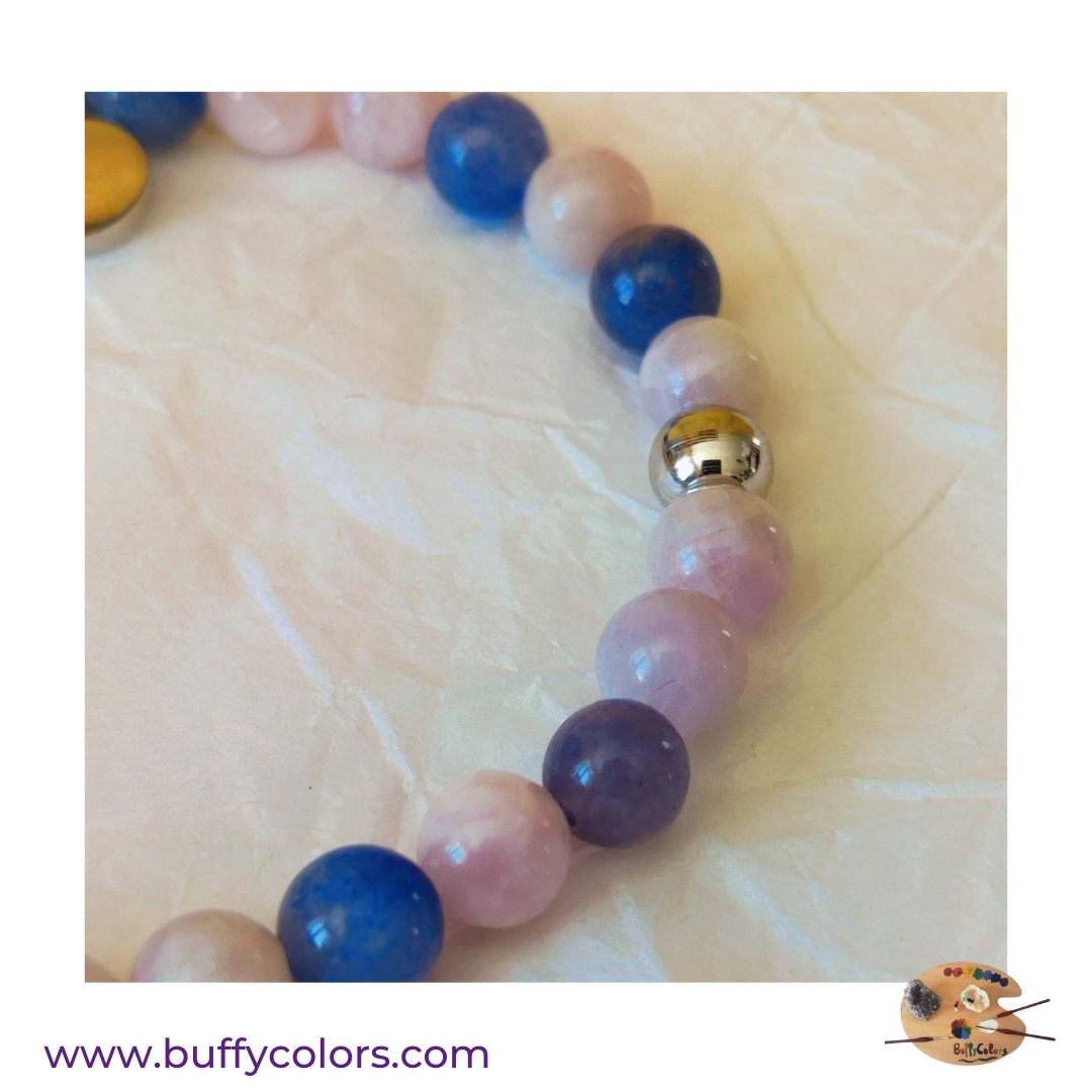 Bracelet fête des mères en Kunzite et Aventurine Bleu