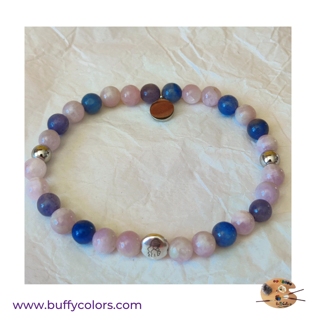 Bracelet fête des mères en Kunzite et Aventurine Bleu