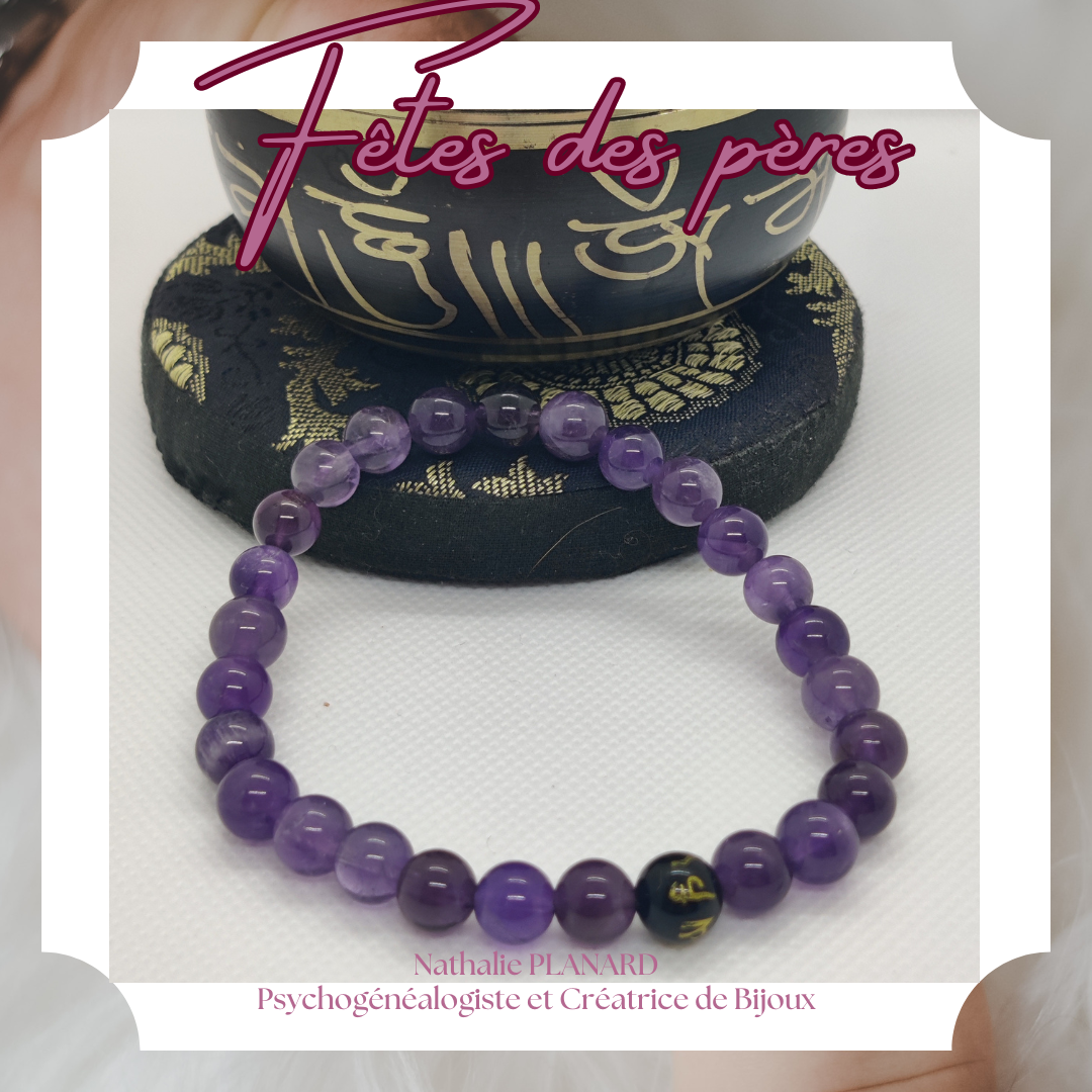 Bracelet Mantra en pierres naturelles Améthyste