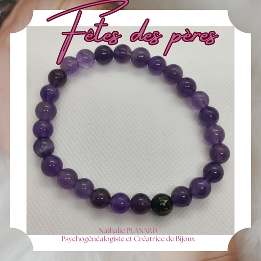 Bracelet Mantra en pierres naturelles Améthyste