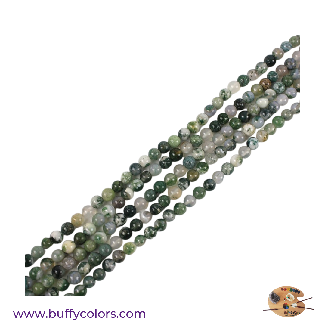Votre bracelet avec des perles Malachite et Agates Mousses pour les Taureaux, 4mm