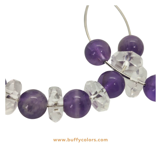 Boucles d’Oreilles en Améthyste et Cristal de Roche – Purification et Élévation Spirituelle