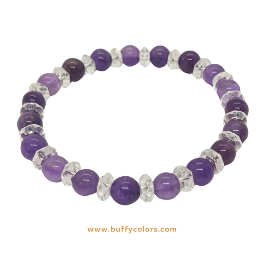 Bracelet Purification et Avancement en Améthyste & Cristal de Roche