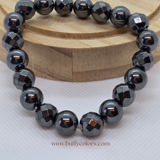 Bracelet Force & Maîtrise en Hématite 10 mm