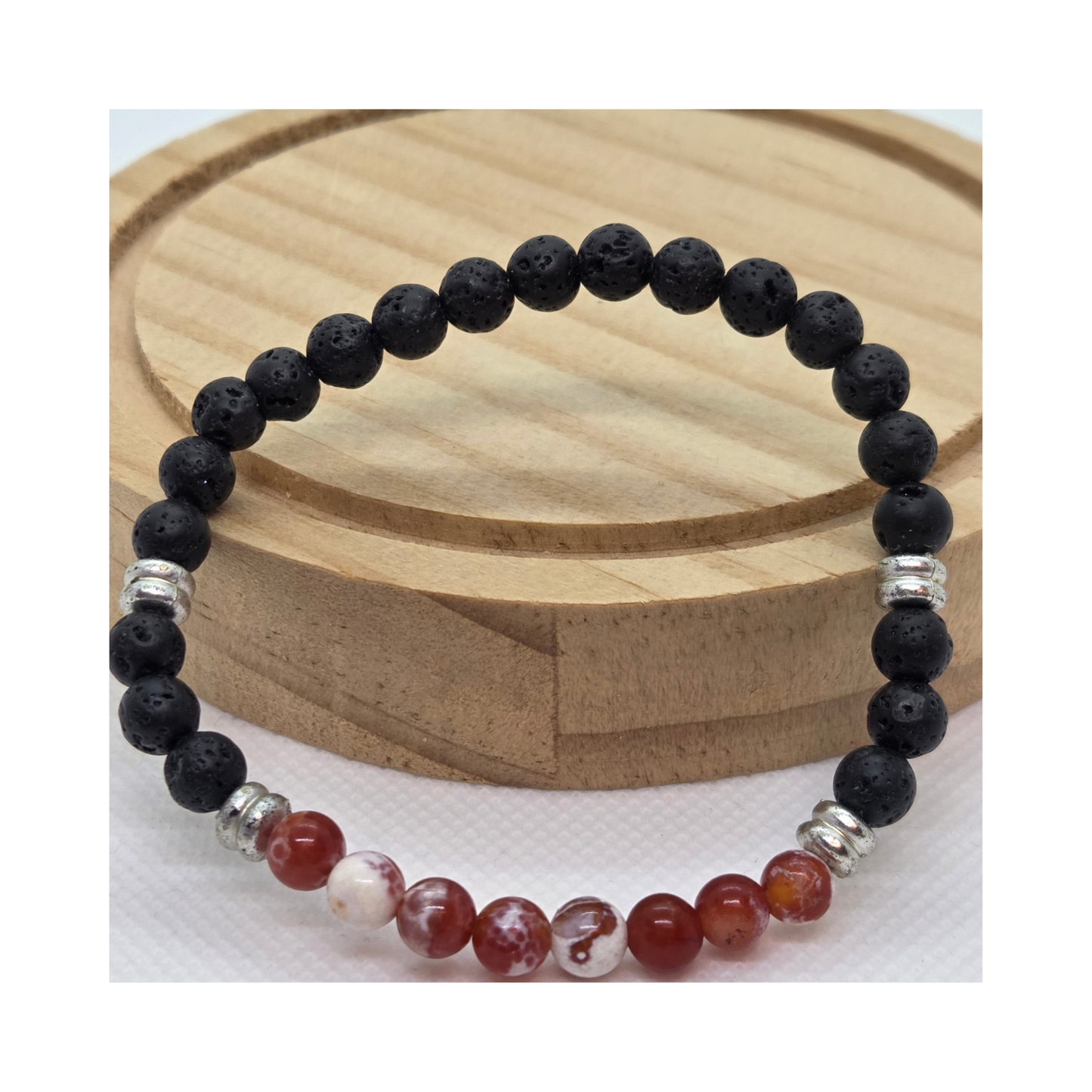 Bracelet Bélier – Pierre de lave & Agate feu | Courage et énergie