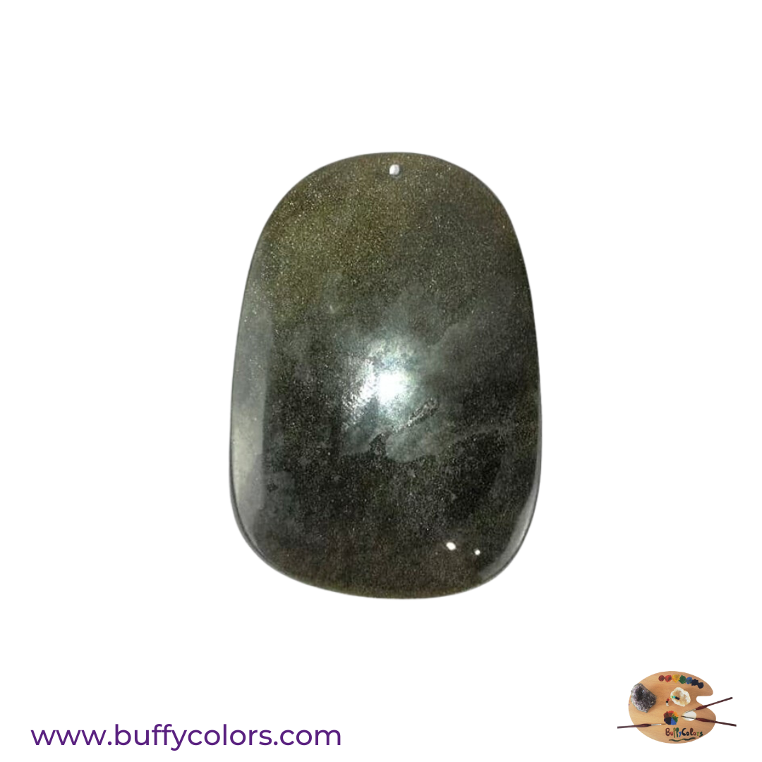 Cabochon percé, Dragon en Obsidienne dorée