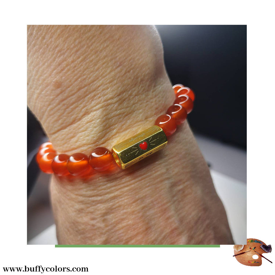 Bracelet message "ALWAYS IN MY HEART" avec perles Cornalines