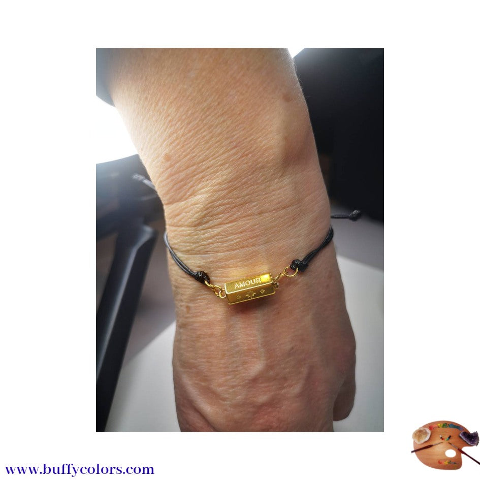 Bracelet message "AMOUR" & étoiles Doré avec cordon à choisir