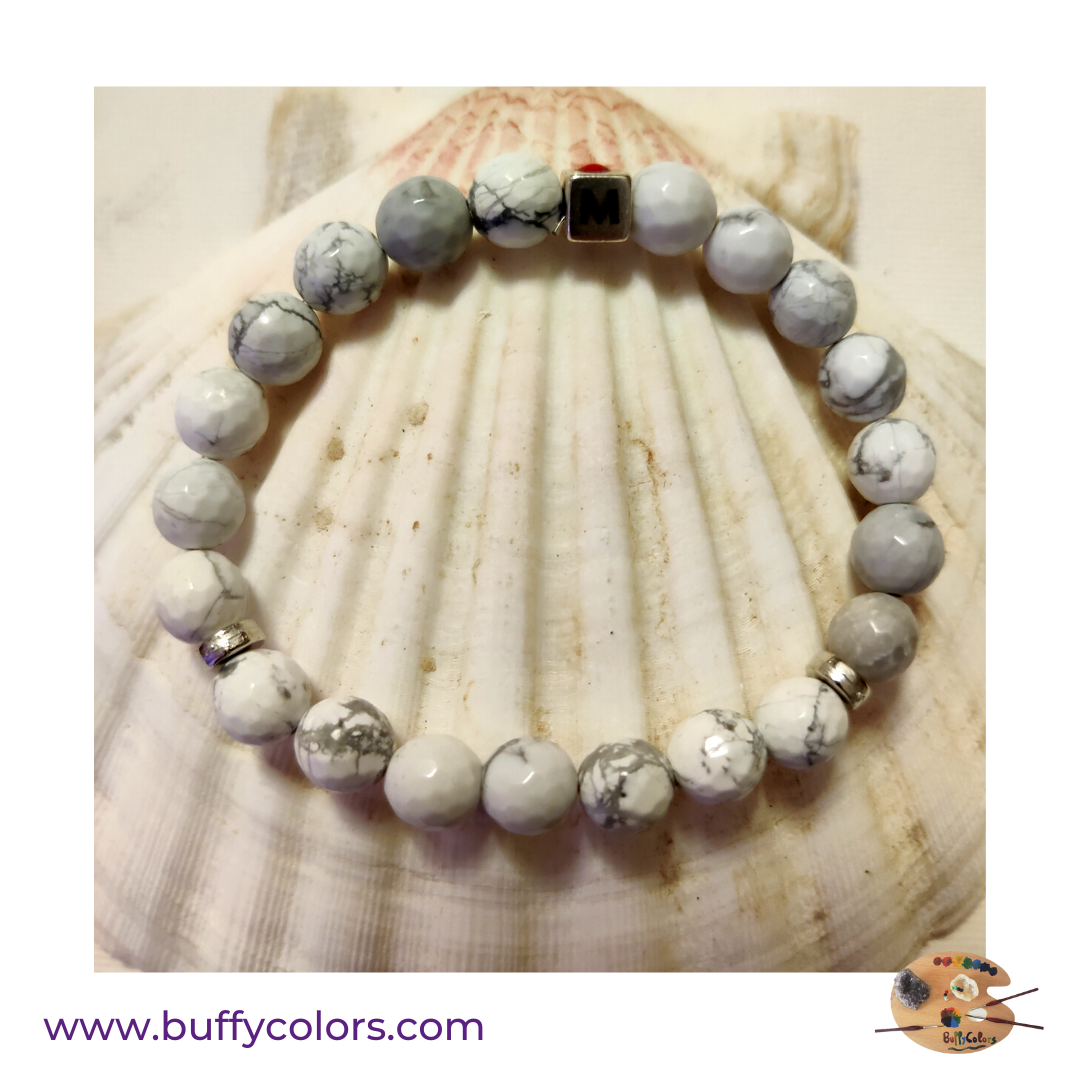Bracelet MOM avec pierre Howlite facettées
