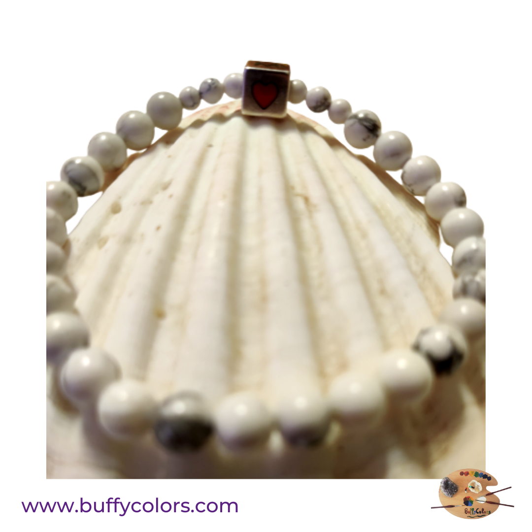 Bracelets Duo pour les futurs maman et papa avec pierre Howlite