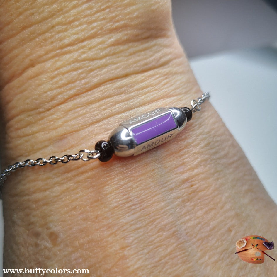 Bracelet message "AMOUR" avec bracelet argenté