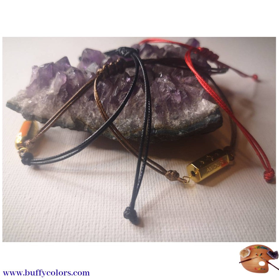 Bracelet message "AMOUR" & étoiles Doré avec cordon à choisir