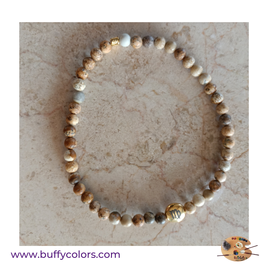 Votre bracelet avec des perles Jaspe Paysage pour les Vierges, 4mm