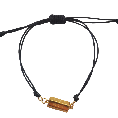 Bracelet message "AMOUR" & étoiles Doré avec cordon à choisir