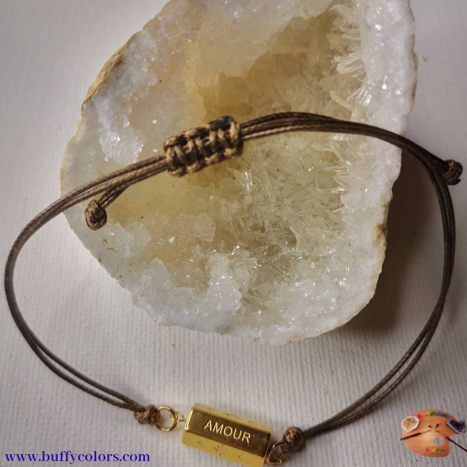 Bracelet message "AMOUR" & étoiles Doré avec cordon à choisir