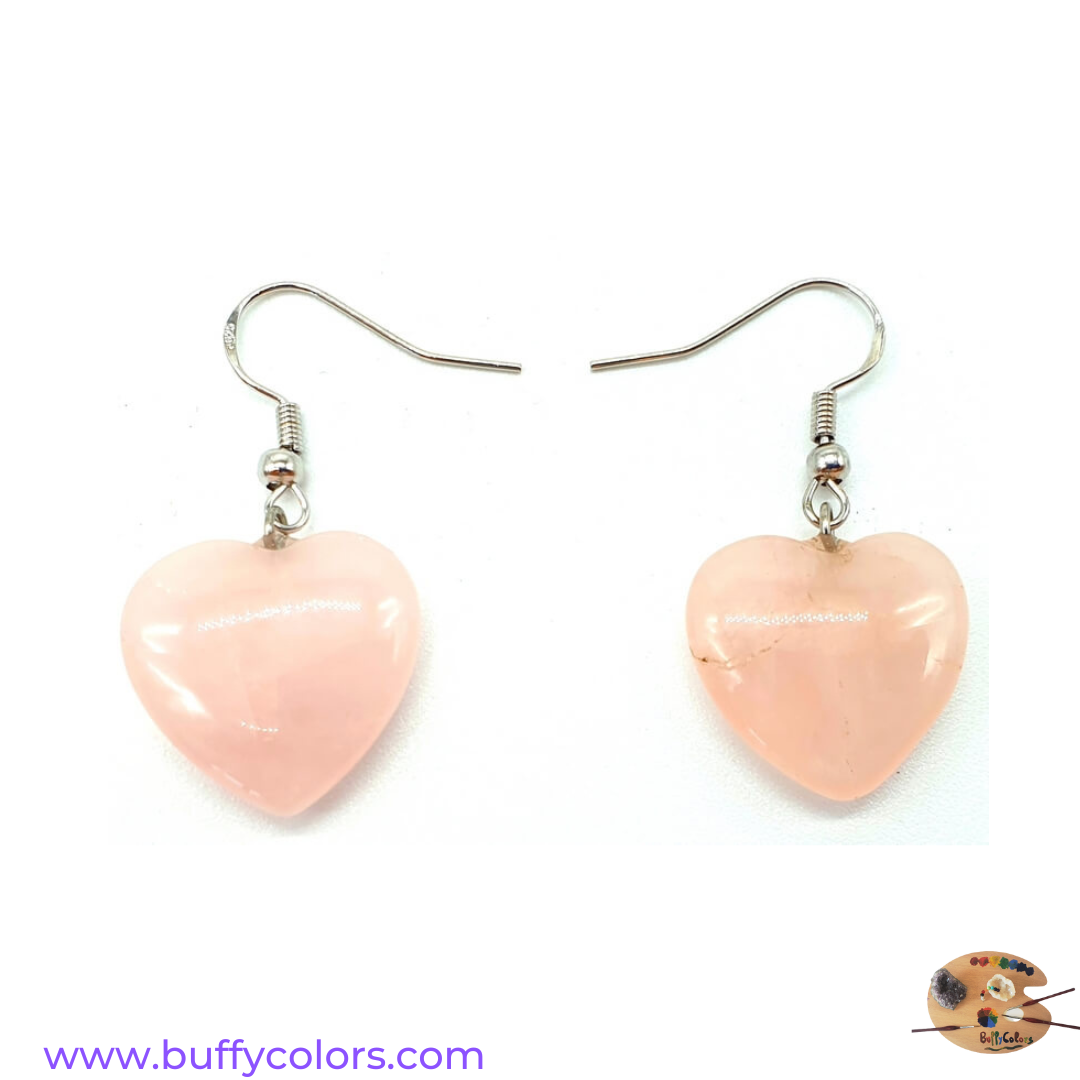 Boucles d'oreilles cœur Quartz Rose