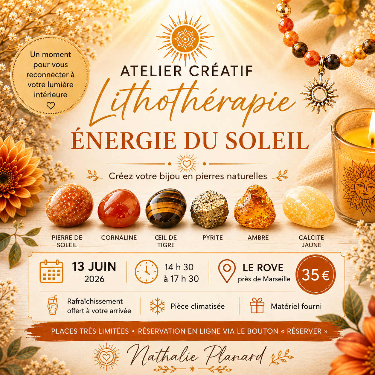 Atelier Créatif Lithothérapie : Rayonner avec les Pierres du Soleil