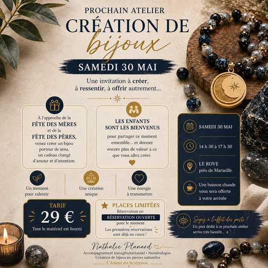Atelier création de bijoux lithothérapie – Fête des Mères et des Pères
