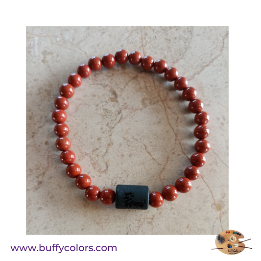 Votre bracelet avec des perles Jaspes Rouges pour les Béliers, 6mm