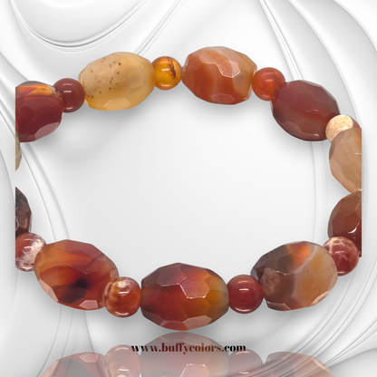 Bracelet « Fruit de l’Olivier » - Cornaline et Agate Feu