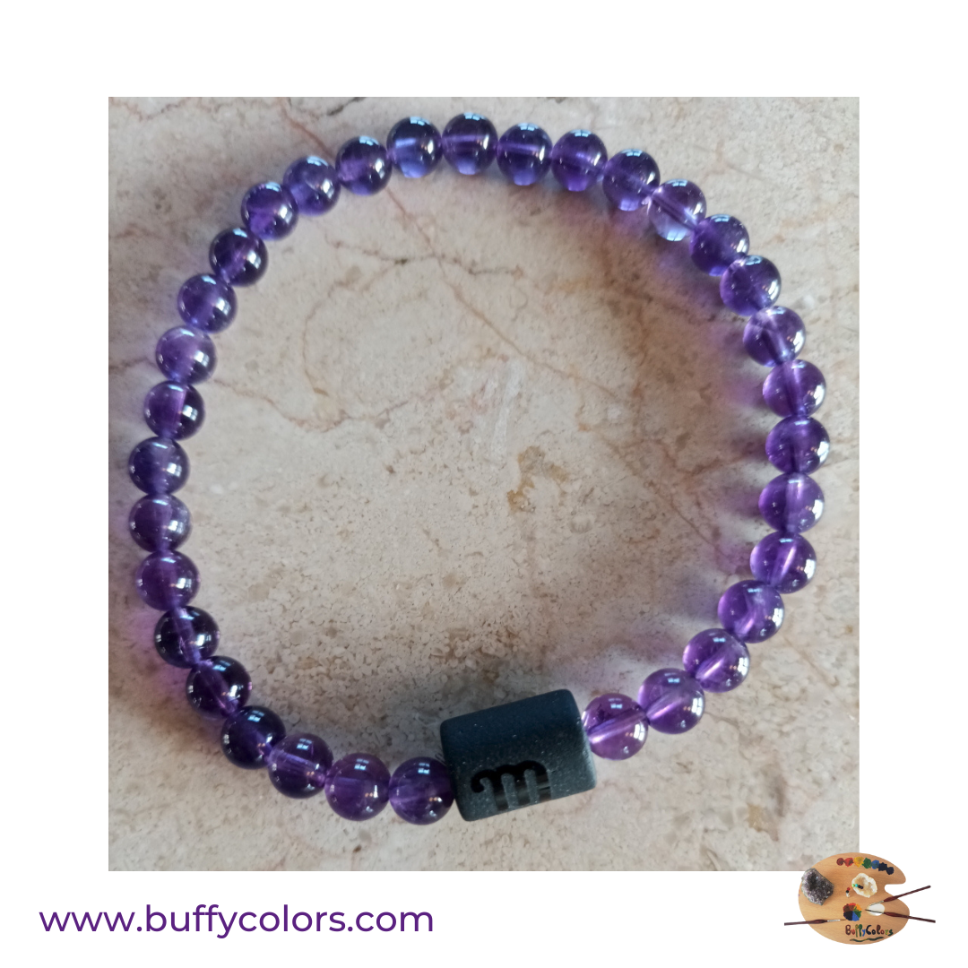 Bracelet Améthyste pour les Scorpions, 6mm