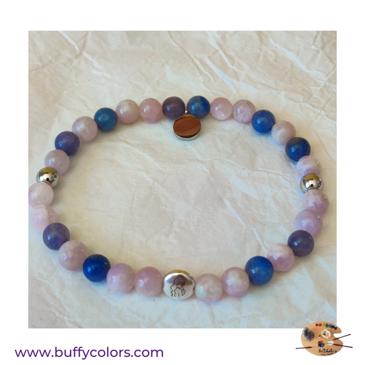 Bracelet fête des mères en Kunzite  et Aventurine Bleu