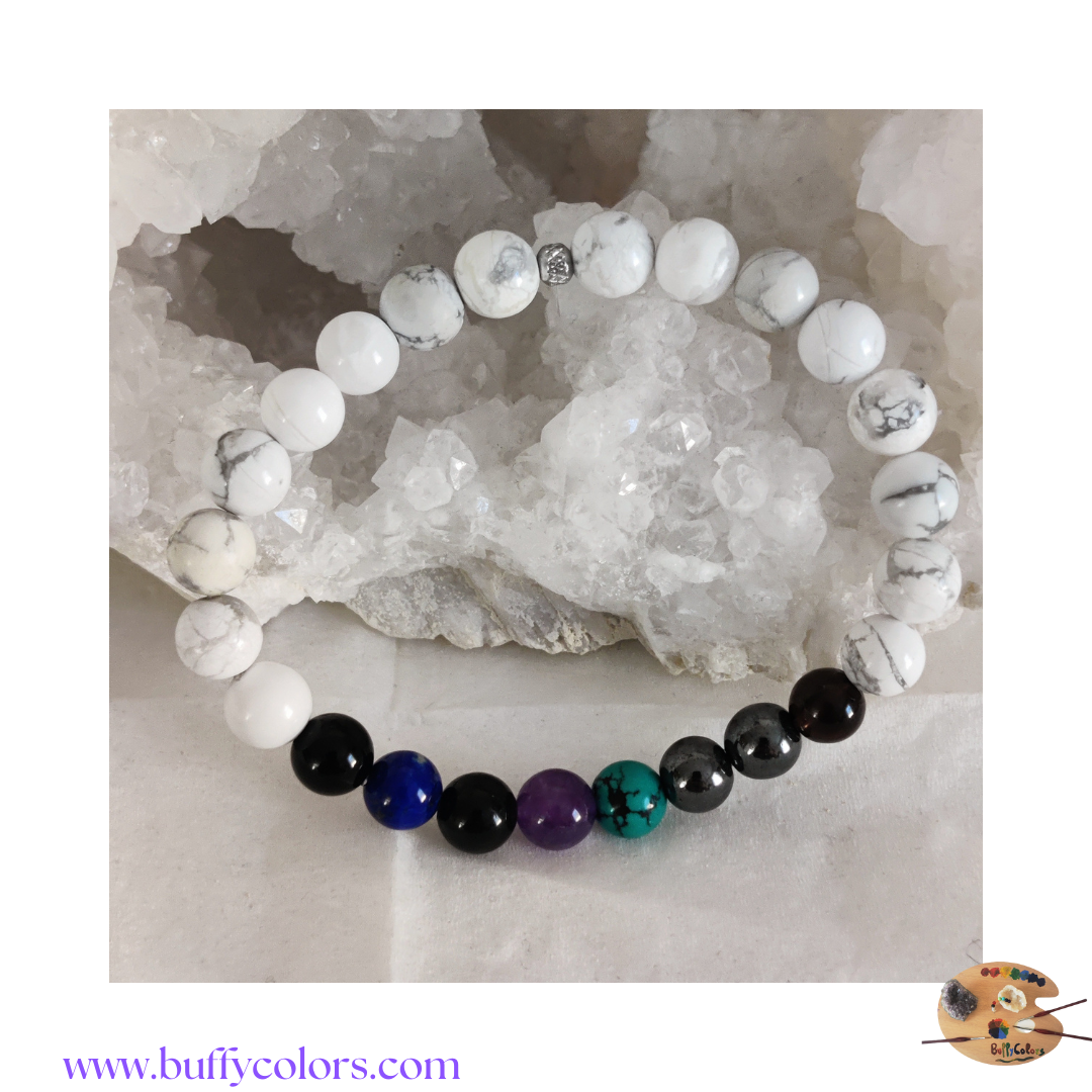 Votre bracelet chemin de vie en pierres Howlite es en finition