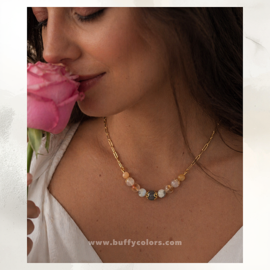 Collier « Se choisir dans l’Amour » - Agate Fleur Cerisier