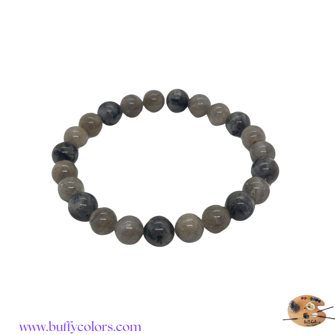 Fête des pères : Bracelet Skull en pierres naturelles Labradorite et Larkivite