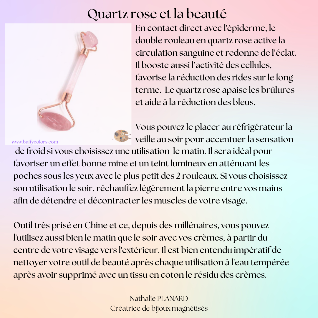 Double rouleau de massage en Quartz Rose