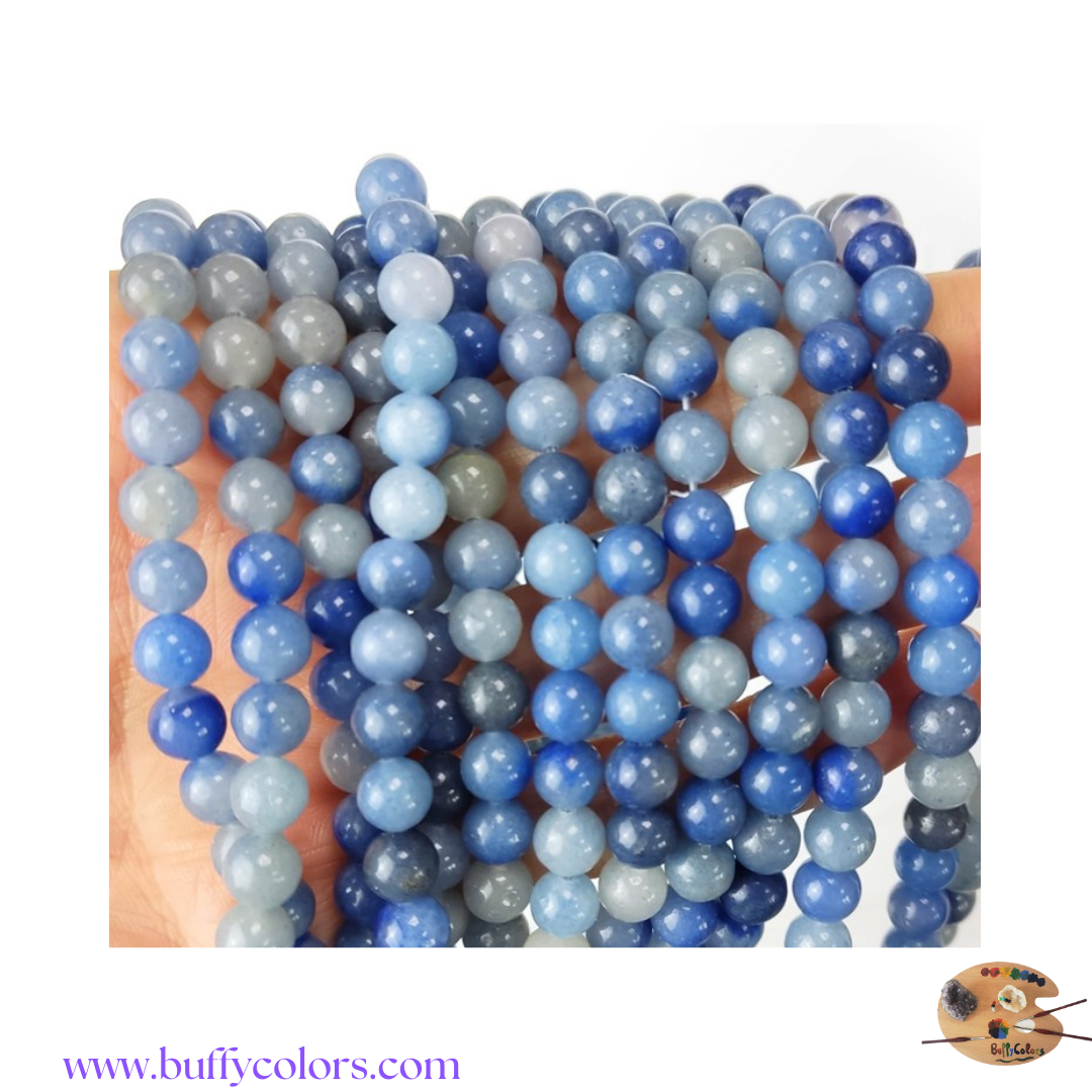 Votre bracelet avec des perles Aventurine Bleue pour les Vierges, 4mm
