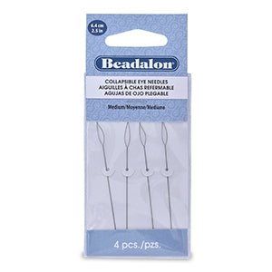 ✨ Aiguilles souples Beadalon – Œil pliable 6,4 cm – Argentées (Moyennes)
