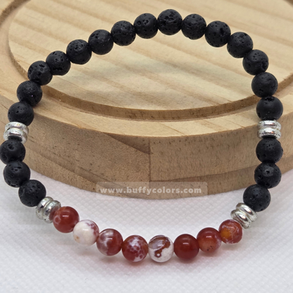 Bracelet Bélier – Pierre de lave & Agate feu | Courage et énergie