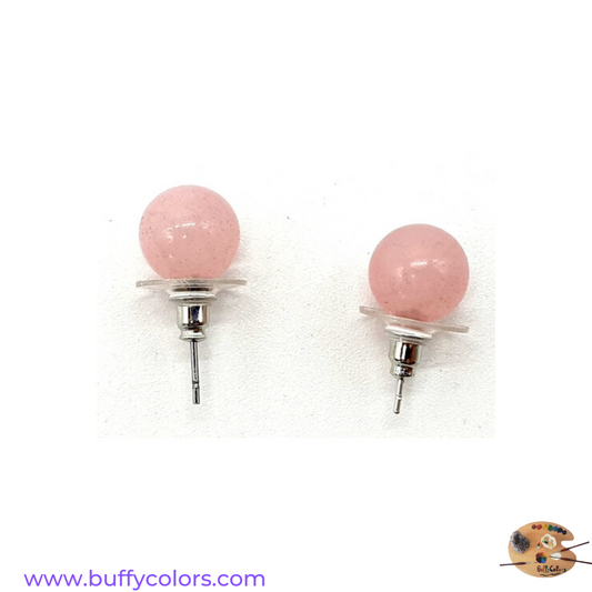 Boucles d'oreilles puce Quartz Rose