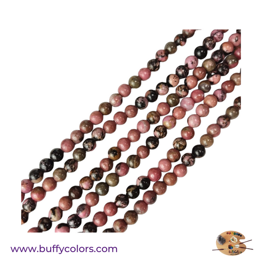 Votre bracelet avec des perles Rhodonite pour les Béliers, 6mm