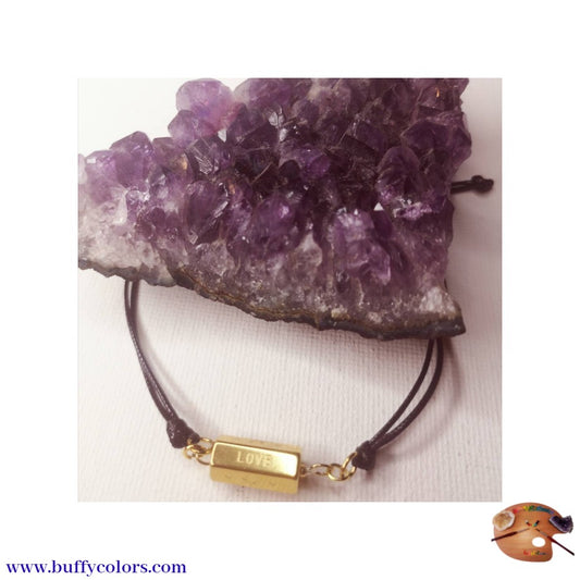 Bracelet message "LOVE" & étoiles Doré avec cordon à choisir