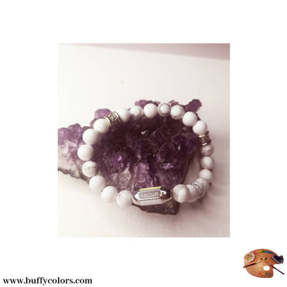 Bracelet message "AMOUR" argenté avec perles Howlite