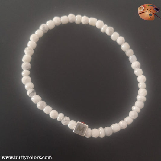 Bracelet "Mom" avec pierres naturelles Howlite