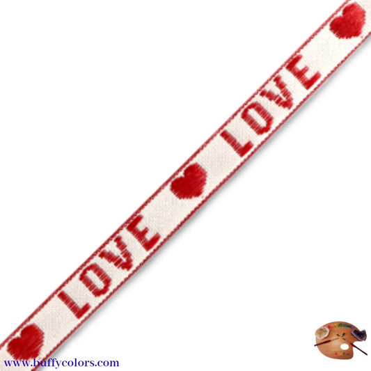 Ruban texte "Love" Blanc-rouge