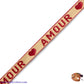 Ruban texte "Amour" Beige-rouge chaud