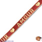 Ruban texte "Amour" Rouge chaud-beige