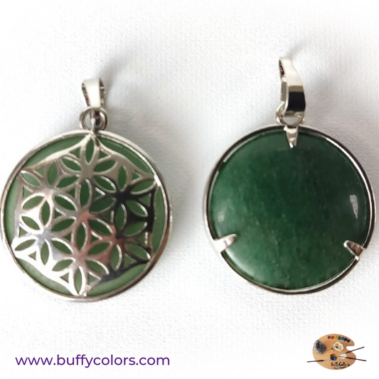 Pendentif - Fleur de vie en aventurine verte