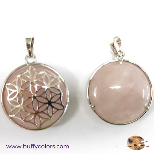 Pendentif - Fleur de vie en quartz rose