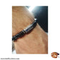 Bracelet message "LUCKY" Argenté avec des perles Onyx
