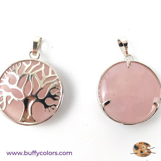 Pendentif - Arbre de vie en quartz rose